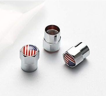4pcs valve stem cap flag united states